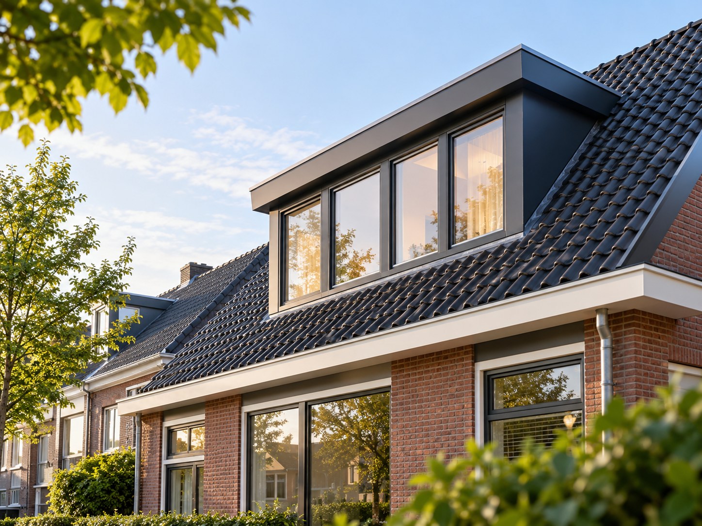 Moderne dakkapel bij bestaande woning als architectuurimpressie